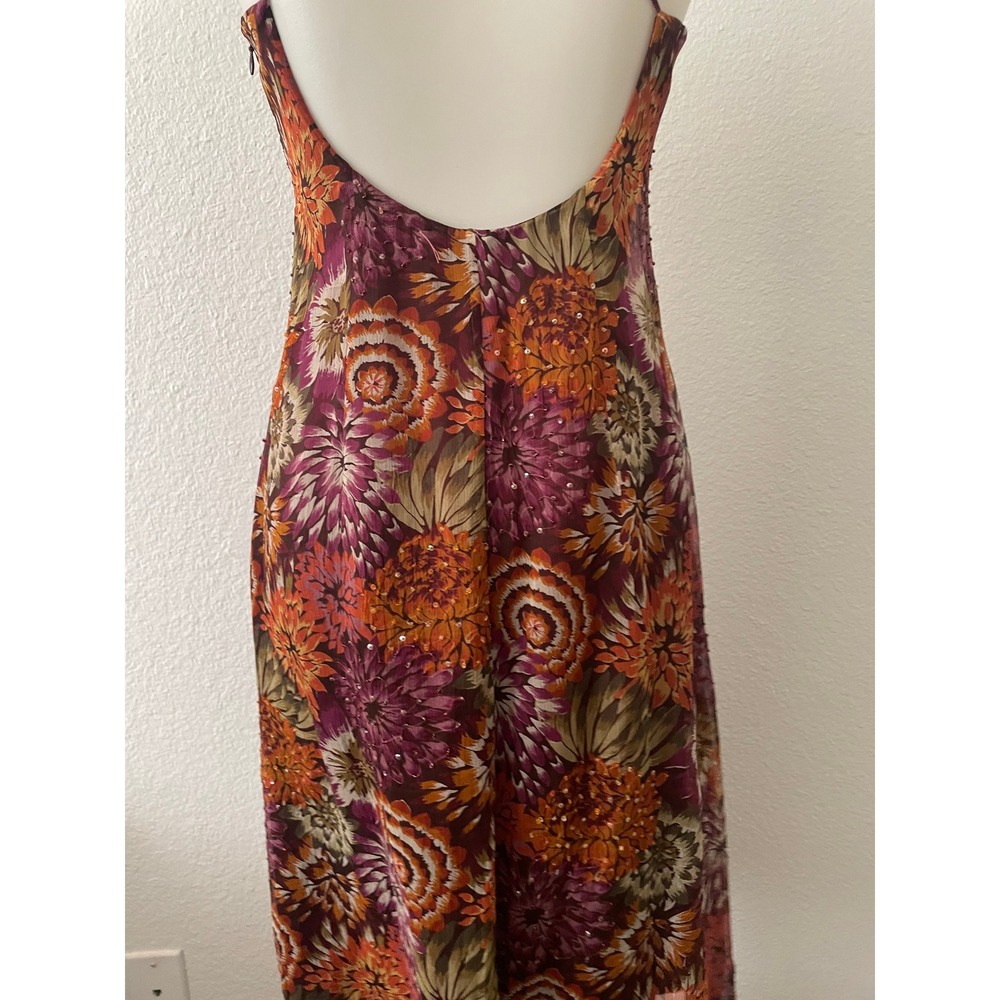Laundry by Shelli Segal Silk Floral Slip Dress Women 4 Beaded Vintage Fairycore - Picture 8 of 10